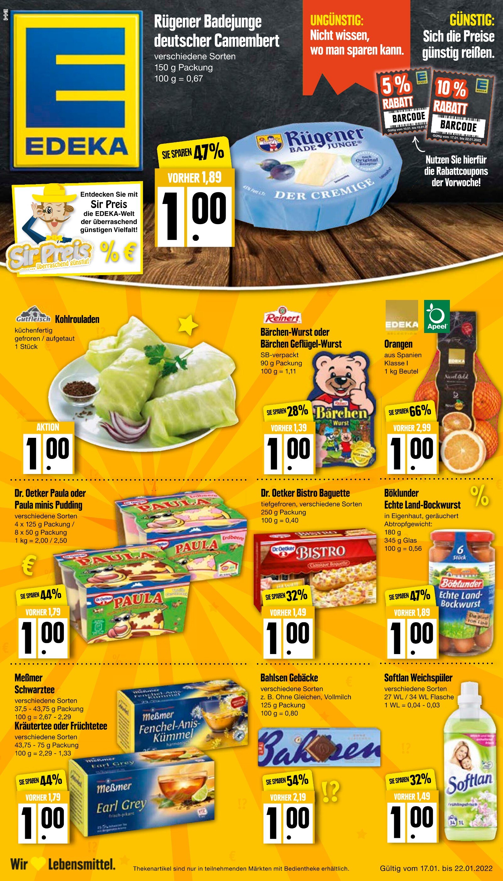EDEKA Prospekt für Wedel mit 20 Seiten EDEKA Prospekt für Wedel: "Top Angebote", 20 Seiten, 17.01.2022 - 22.01.2022