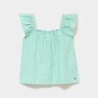 Blouse droite manches volants vert fille dans le catalogue La Halle