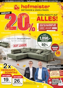 Ecksofa im aktuellen hofmeister Prospekt (Stuttgart) Ecksofa im hofmeister Prospekt "20% MĂ–BELRABATT AUF ALLES!" mit 12 Seiten (Stuttgart)