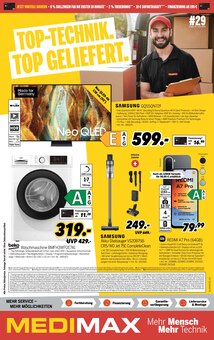 Waschmaschine im aktuellen MEDIMAX Prospekt (Dinslaken) Waschmaschine im MEDIMAX Prospekt "TOP-TECHNIK. TOP GELIEFERT." mit 8 Seiten (Dinslaken)