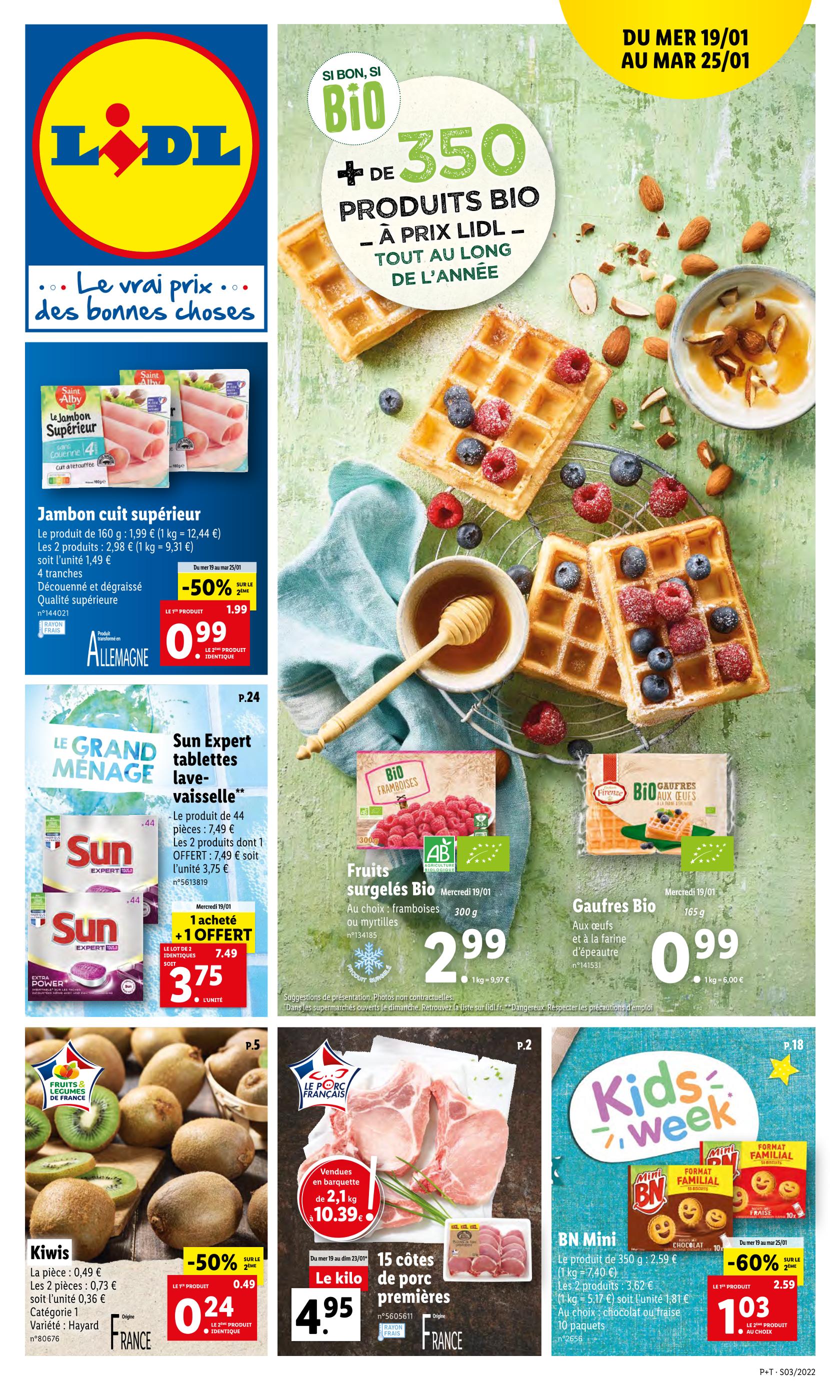 Catalogue Lidl à Paris, avec 1 page Prospectus Lidl à Paris, "Si bon si bio", 1 page, 19/01/2022 - 25/01/2022