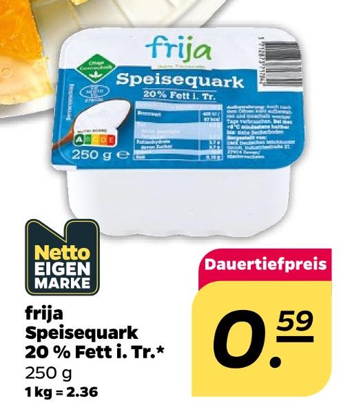 Speisequark 20 % Fett i. Tr.