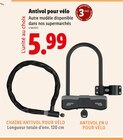Antivol pour vélo en promo à 5,99 € chez Lidl Antivol pour vélo dans le catalogue Lidl