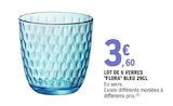 Promo Lot de 6 verres 'Flora' bleu 29cl à 3,60 € dans le catalogue E.Leclerc à Lannilis