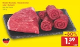 Rinder-Roulade, -Keulenbraten oder -Gulasch bei Netto Marken-Discount im Regenstauf Prospekt für 1,39 €