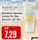 Sensitive Sonnencreme für das Gesicht LSF 50+ Angebote von Jean & Len bei Kaufhaus Stolz Stralsund für 7,29 €