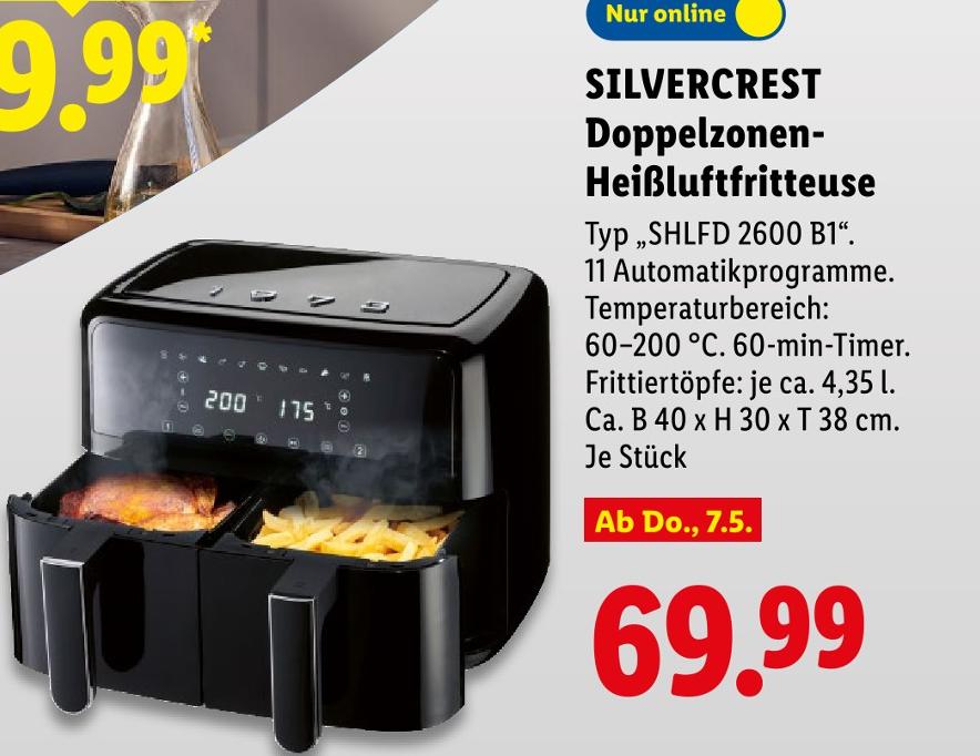 Doppelzonen-Heißluftfritteuse