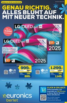Fernseher im EURONICS Prospekt "GENAU RICHTIG. ALLES BLÜHT AUF MIT NEUER TECHNIK." mit 8 Seiten (Soest)