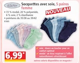 Norma Strasbourg - Promo Soquettes avec soie 5 paires femme Promo Soquettes avec soie 5 paires femme à 6,99 € dans le catalogue Norma à Strasbourg
