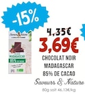 Chocolat Noir Madagascar 85% de Cacao - Saveurs & Nature dans le catalogue Naturalia