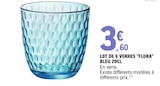 Promo Lot de 6 verres 'Flora' bleu 29CL à 3,60 € dans le catalogue E.Leclerc à Metz