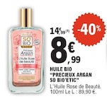 Huile bio précieux argan - SO BIO ETIC à 8,99 € dans le catalogue E.Leclerc