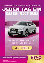Aktueller LOTTO Hessen Tankstellen Prospekt für Geiselbach: Jeden Tag ein AUDI extra! mit 1} Seite, 03.06.2024 - 16.06.2024