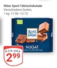 Tafelschokolade im Angebot bei GLOBUS in Erftstadt Tafelschokolade Angebote von Ritter Sport bei GLOBUS Erftstadt für 2,99 €