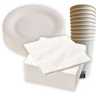 SUR LES ASSIETTES, SERVIETTES ET GOBELETS BLANCS - CARREFOUR HOME en promo chez Carrefour Market Saint-Malo