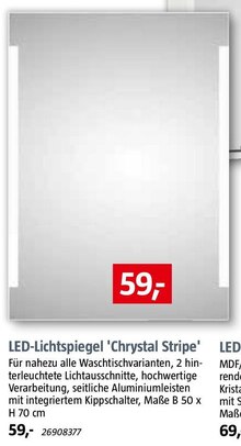 Raumdekoration im aktuellen BAUHAUS Prospekt LED-Lichtspiegel 'Chrystal Stripe' für 59,00 € bei BAUHAUS im Angebot