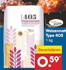 Weizenmehl Type 405 im Netto Marken-Discount Prospekt Weizenmehl Type 405 von Korn Mühle im aktuellen Netto Marken-Discount Prospekt für 0,59 €