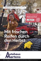 Aktueller Volkswagen Werkstatt & Auto Prospekt in Kalkhorst und Umgebung, "Mit frischen Reifen durch den Herbst" mit 1 Seite, 01.10.2024 - 30.11.2024