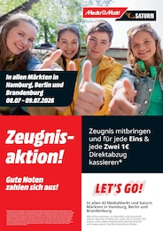 MediaMarkt Saturn Prospekt für Hamburg mit 1 Seite MediaMarkt Saturn Prospekt für Hamburg: "Zeugnisaktion!", 1 Seite, 08.07.2026 - 09.07.2026