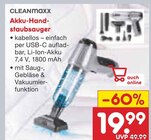 Akku-Handstaubsauger Angebote von CLEANmaxx bei Netto Marken-Discount Pirna für 19,99 €