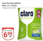 Geschirrspültabs Multi im Angebot bei GLOBUS in Speyer Geschirrspültabs Multi Angebote von claro bei GLOBUS Speyer für 6,99 €