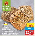 Weltmeister-, Sonnenblumen- und Kürbiskernbrötchen im Angebot bei Netto Marken-Discount in Paderborn Weltmeister-, Sonnenblumen- und Kürbiskernbrötchen Angebote von BACKSTUBE bei Netto Marken-Discount Paderborn für 0,39 €