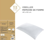 Oreiller "Mémoire de forme" - TEX HOME en promo chez Carrefour Oreiller "Mémoire de forme" - TEX HOME dans le catalogue Carrefour
