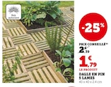 Dalle en pin 5 lames en promo chez Super U Caen à 1,79 €