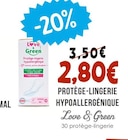 Protège-lingerie hypoallergénique - Love & Green à 2,80 € dans le catalogue Naturalia