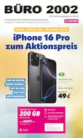 Smartphone im BÜRO 2002 UG Prospekt in Eberswalde Aktueller BÜRO 2002 UG Prospekt mit Smartphone, "iPhone 16 Pro zum Aktionspreis", Seite 1