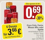 Aktuelle Coca Cola Angebote bei WEZ in Löhne Aktuelles Coca Cola, Fanta, Mezzo Mix oder Sprite Angebot bei WEZ in Löhne ab 0,69 €