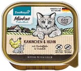 Minkas Naturkost Katzennahrung Kaninchen & Huhn Angebote von ZooRoyal bei REWE Plauen für 0,69 €