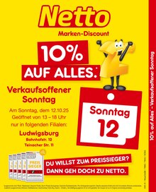 Netto Marken-Discount Ludwigsburg Prospekt "10% auf ALLES" mit 2 Seiten