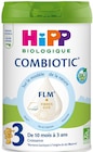 Lait 3 Combiotic FLM Croissance - HIPP dans le catalogue NaturéO