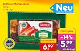 Aktuelle Schweinefleisch Angebote bei Netto Marken-Discount in Fürth Aktuelles Südtiroler Markenspeck Angebot bei Netto Marken-Discount in Fürth ab 5,99 €