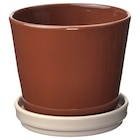 Blumentopf mit Untersetzer drinnen/draußen/rot/braun hellbeige Angebote von KLOTLÖNN bei IKEA Voerde für 3,99 €