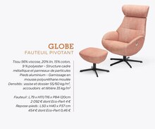 Globe fauteuil pivotant - Crozatier à Argenteuil Globe fauteuil pivotant en promo chez Crozatier Argenteuil à 2 092,00 €