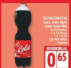 Cola im Angebot bei EDEKA in Kleinmachnow Cola Angebote von GUT&GÜNSTIG bei EDEKA Kleinmachnow für 0,65 €