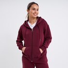 Sweat zippé à capuche molleton bordeaux femme dans le catalogue La Halle
