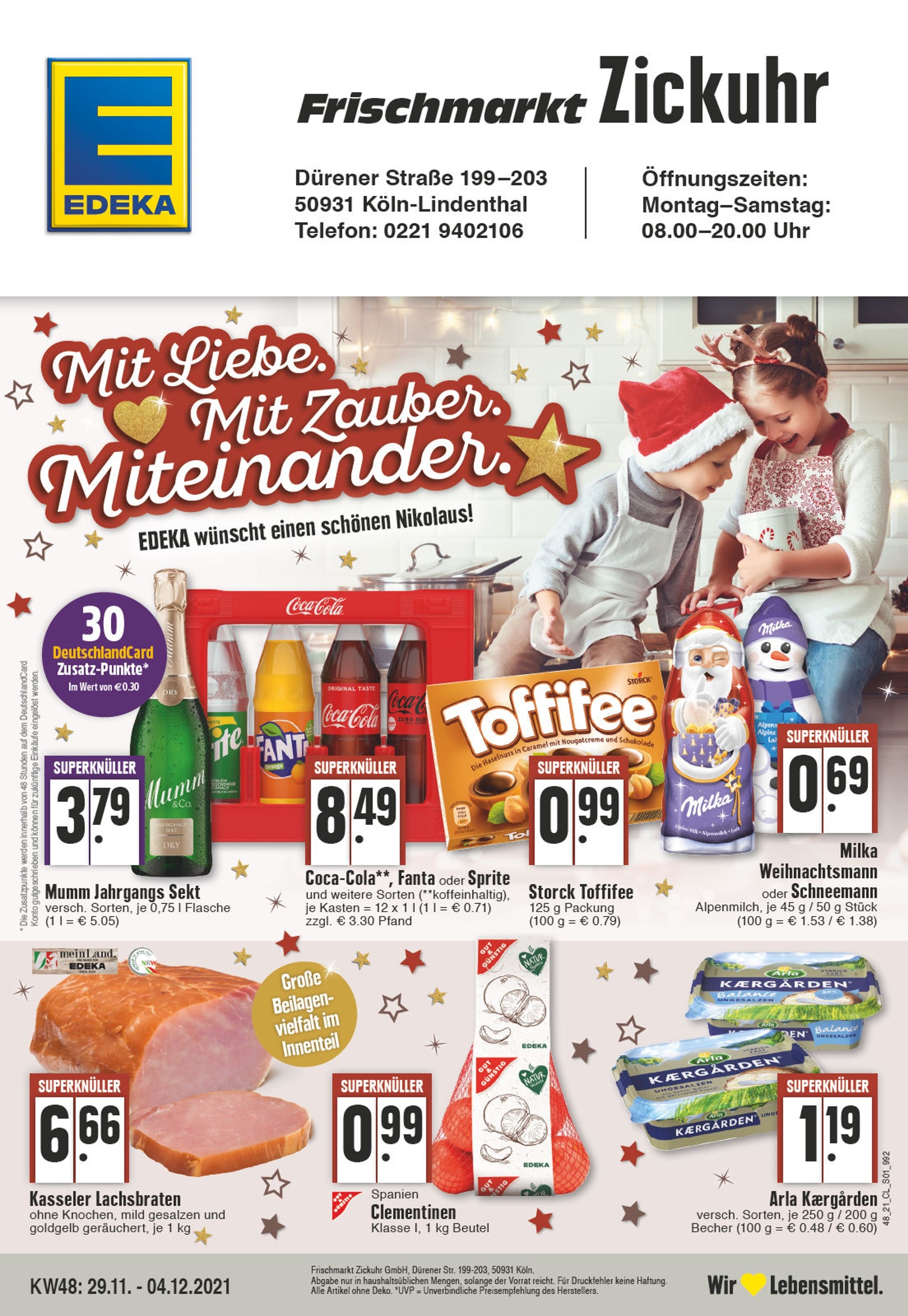 EDEKA Prospekt für Köln mit 24 Seiten EDEKA Prospekt für Köln: "Aktuelle Angebote", 24 Seiten, 29.11.2021 - 04.12.2021