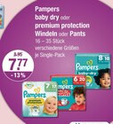 Aktuelle Pampers Angebote bei V-Markt in Regensburg Aktuelles baby dry oder premium protection Windeln oder Pants Angebot bei V-Markt in Regensburg ab 7,77 €