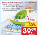 Milben-Handstaubsauger im Angebot bei Netto Marken-Discount in Tübingen Milben-Handstaubsauger Angebote von CLEANmaxx bei Netto Marken-Discount Tübingen für 39,99 €
