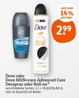 Dove oder Dove MEN+care Advanced Care Deospray oder Roll on Angebote bei tegut Stuttgart für 2,99 €