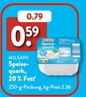 Fett im ALDI SÜD Prospekt Speisequark, 20% Fett von Milsani im aktuellen ALDI SÜD Prospekt für 0,59 €