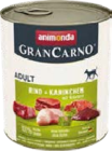 Gran Carno Rind & Kaninchen Angebote von Animonda bei Globus-Baumarkt Hoyerswerda für 2,19 €