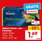 Kräuter- oder Früchtetee im Angebot bei Netto Marken-Discount in Mettmann Kräuter- oder Früchtetee Angebote von Meßmer bei Netto Marken-Discount Mettmann für 1,69 €