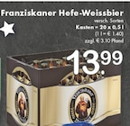 Hefe-Weissbier im Angebot bei TOP Getränke in Kaarst Hefe-Weissbier Angebote von Franziskaner bei TOP Getränke Kaarst für 13,99 €