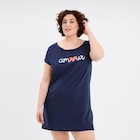 Promo Chemise de nuit manches courtes coton bleu marine femme grande taille à 9,99 € dans le catalogue La Halle à Coulommiers