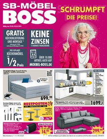 Aktueller SB Möbel Boss Prospekt "SCHRUMPFT DIE PREISE!" Seite 1 von 12 Seiten