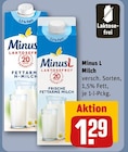 Fettarme H-Milch von Minus L im aktuellen REWE Prospekt für 1,29 €